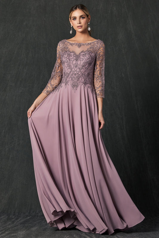 Mother of the Bride Dresses Long Beaded Lace Formal Mother of the Bride Dress Mauve