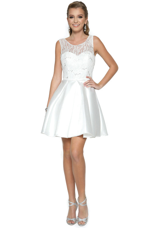 Wedding Dresses Sequin Short Lace Wedding Dress Off White