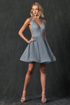 Cocktail Dresses Short Homecoming Cocktail Metallic Dress Aqua