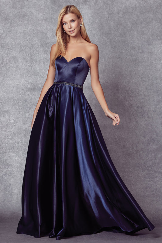 Prom Dresses A Line Long Beaded Formal Evening Prom Dress Navy Blue