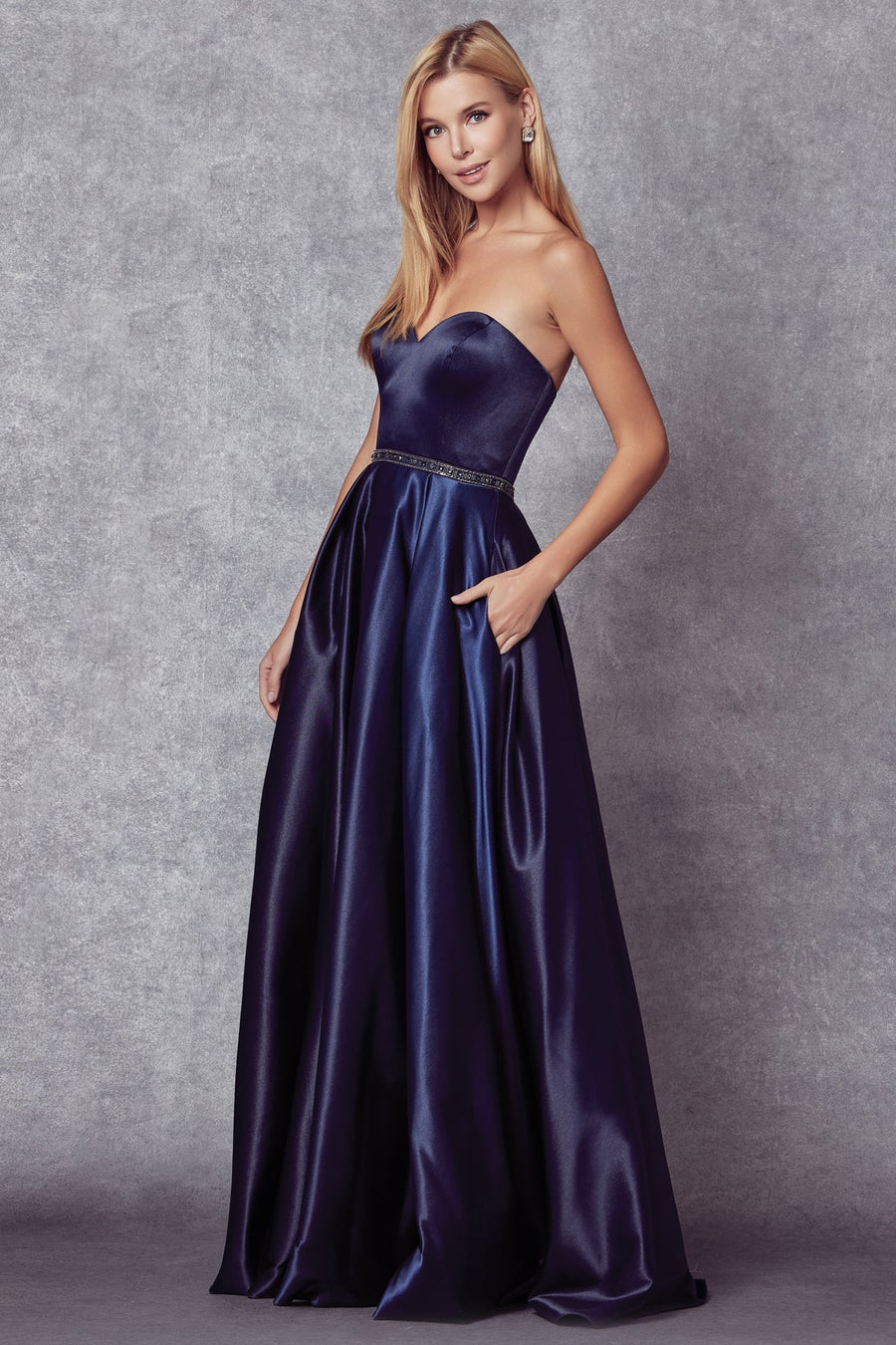 Prom Dresses A Line Long Beaded Formal Evening Prom Dress Navy Blue