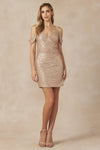 Cocktail Dresses Fitted Short Cocktail Sequin Dress Champagne