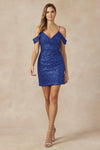 Cocktail Dresses Fitted Short Cocktail Sequin Dress Royal Blue