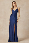 Prom Dresses Formal Long Slit Prom Mermaid Dress Navy Blue