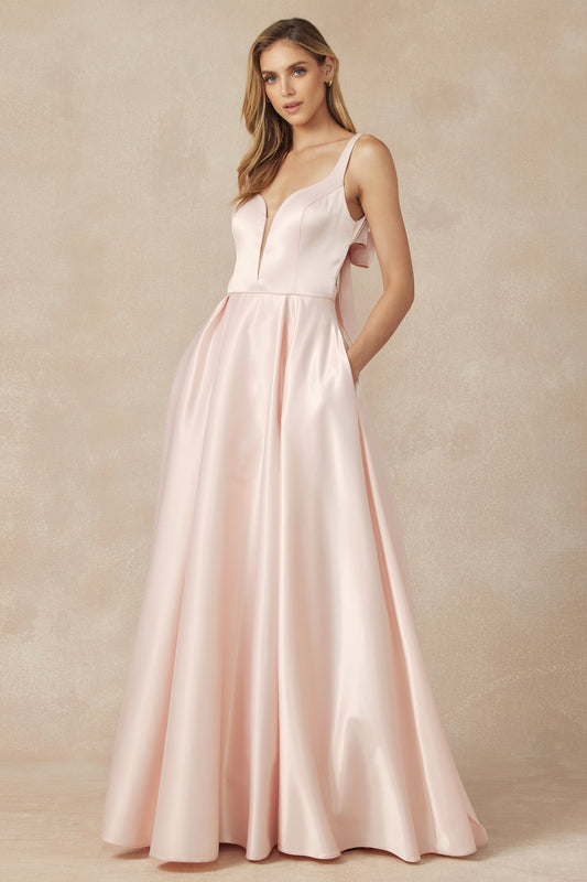 Prom Dresses Ball Gown A Line Long Formal Prom Dress Blush