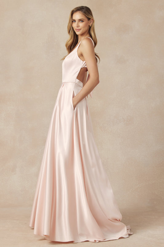 Prom Dresses Ball Gown A Line Long Formal Prom Dress Blush