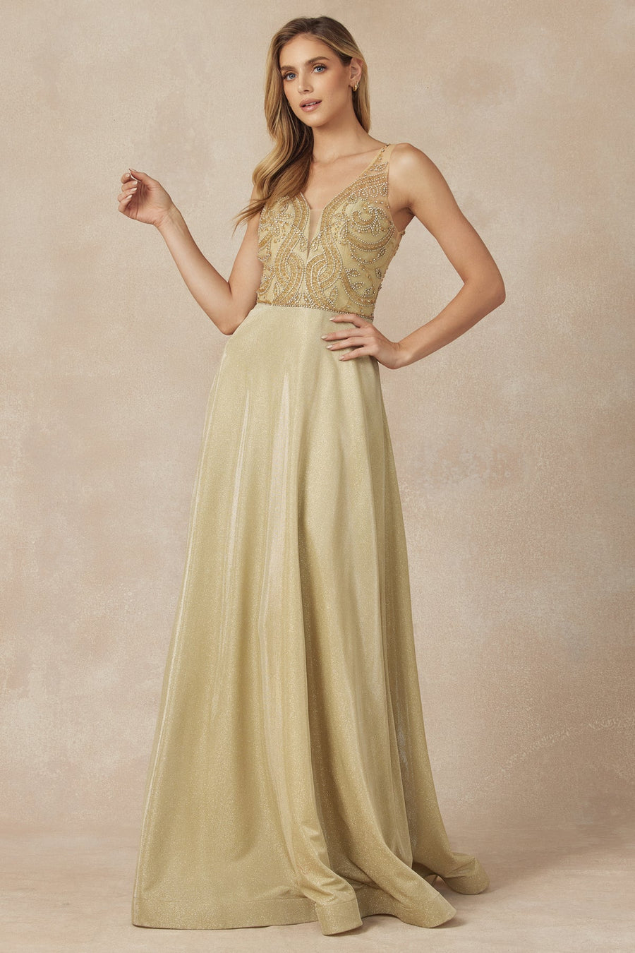 Prom Dresses Long A Line Formal Evening Prom Dress Gold