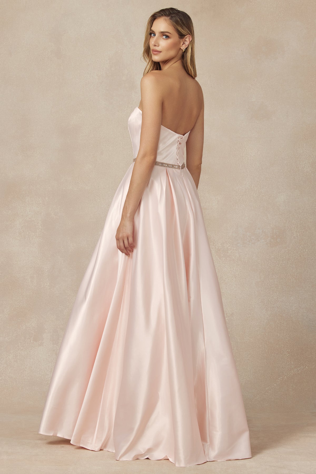 Prom Dresses A Line Long Beaded Formal Evening Prom Dress Blush