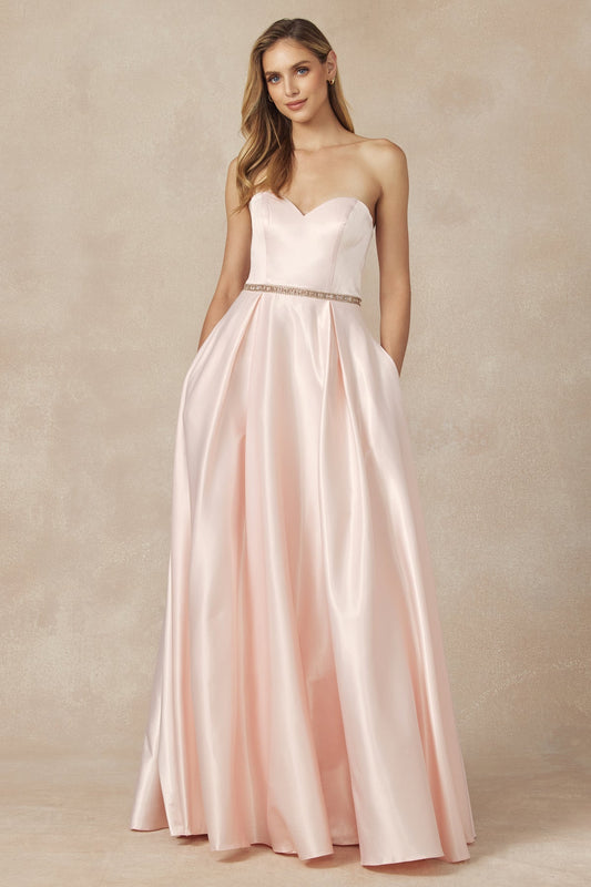 Prom Dresses A Line Long Beaded Formal Evening Prom Dress Blush