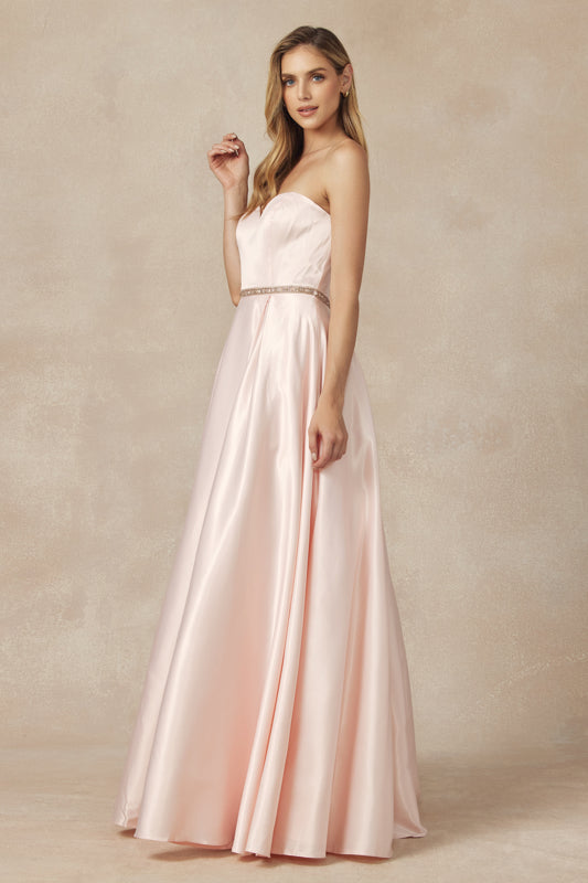 Prom Dresses A Line Long Beaded Formal Evening Prom Dress Blush