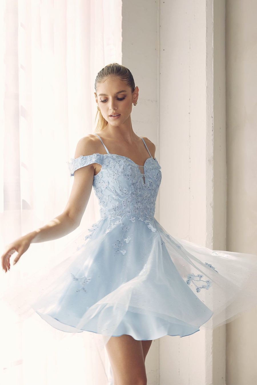 Cocktail Dresses Short Lace Mini Cocktail Dress Ice Blue