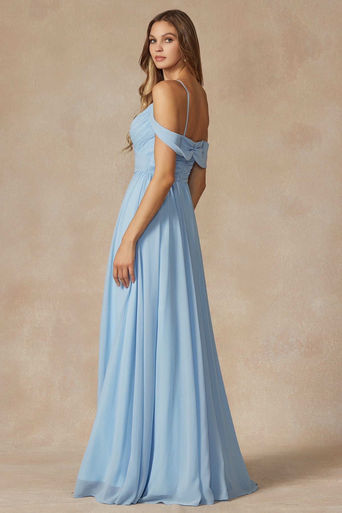 Prom Dresses Fitted Long Formal Pleated Prom Dress Ice Blue