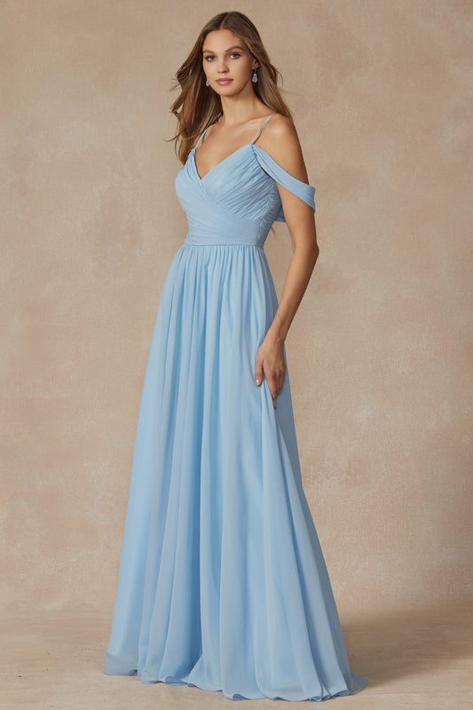 Prom Dresses Fitted Long Formal Pleated Prom Dress Ice Blue