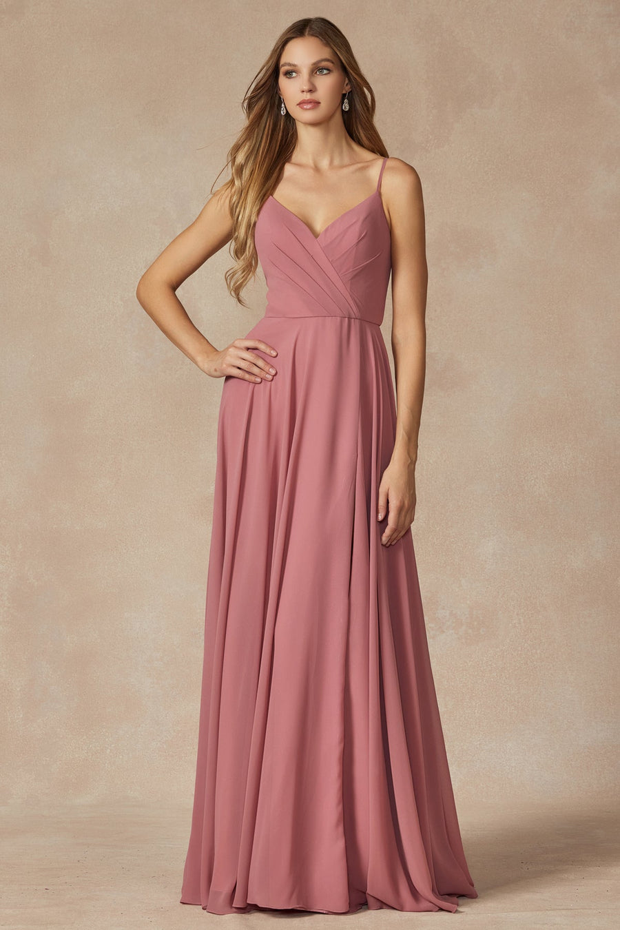Prom Dresses Long Slit Formal Pleated Prom Dress Rose