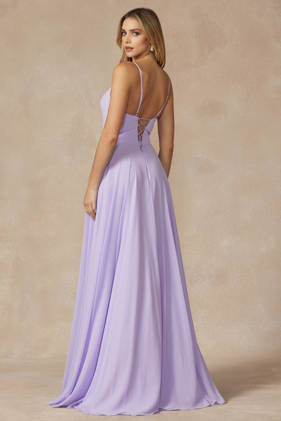 Prom Dresses Long Slit Formal Pleated Prom Dress Lilac