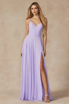 Prom Dresses Long Slit Formal Pleated Prom Dress Lilac