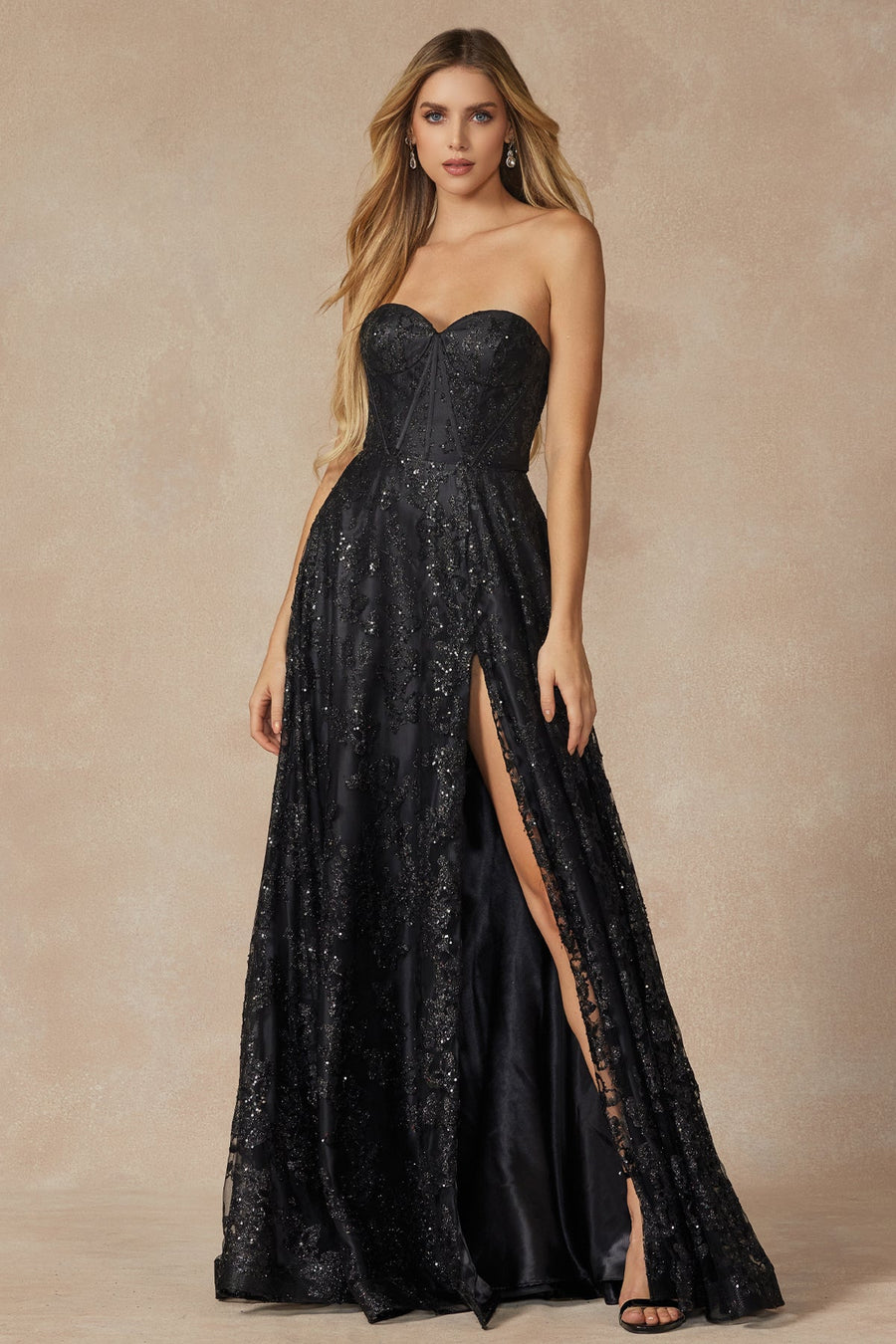 Prom Dresses Prom Long Formal Slit Glitter Dress Black