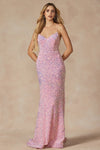 Prom Dresses Fitted Long Prom Velvet Sequin Dress Ice Pink
