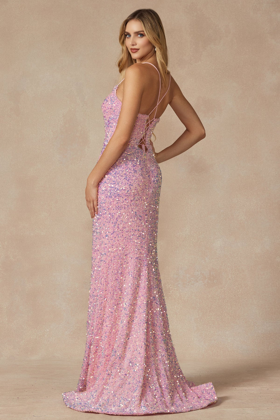 Prom Dresses Fitted Long Prom Velvet Sequin Dress Ice Pink