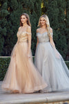 Prom Dresses Long Ball Gown Beaded Prom Dress Silver