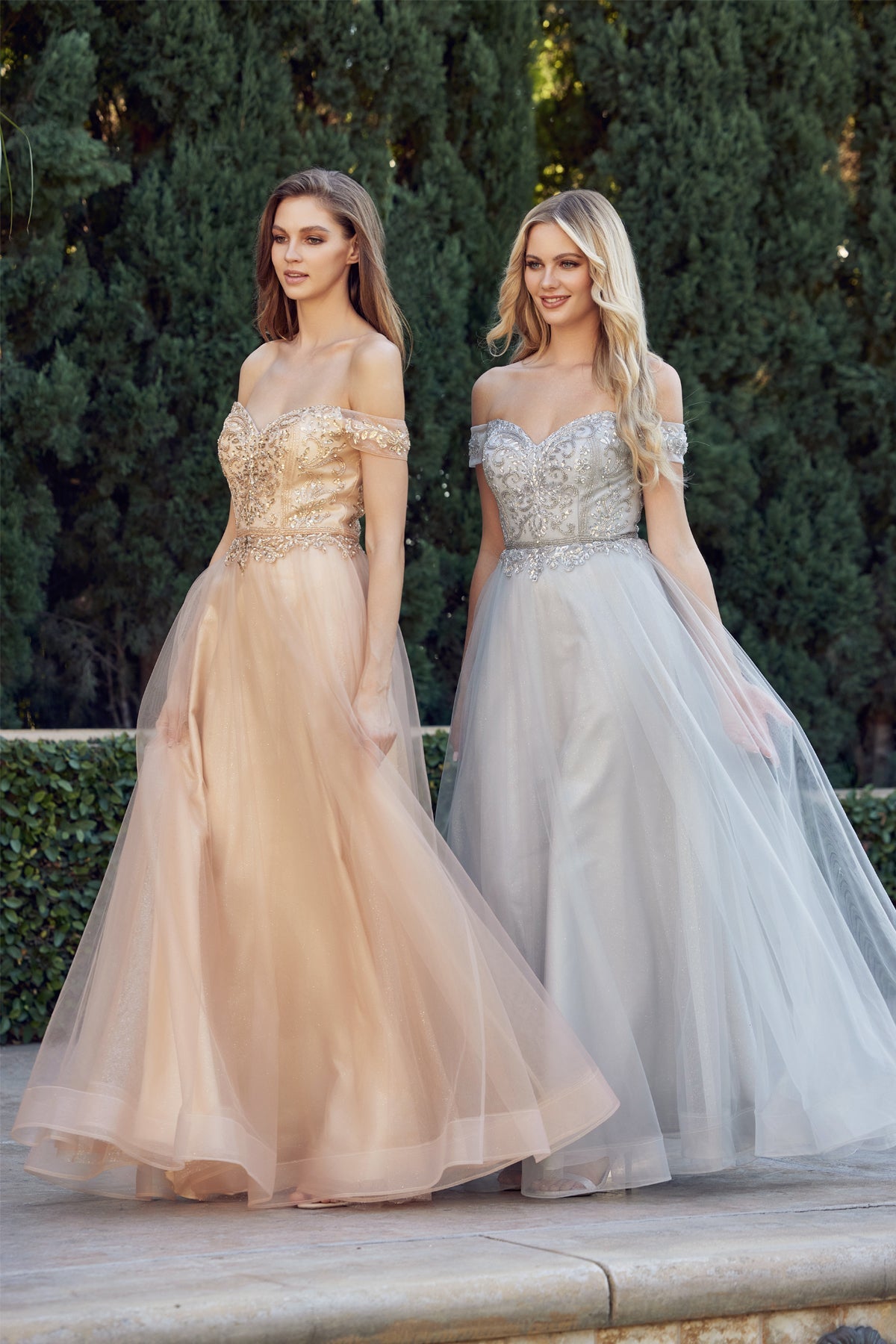 Prom Dresses Long Ball Gown Beaded Prom Dress Silver