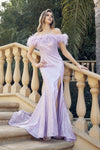 Prom Dresses Slit Long Feather Formal Prom Dress Lilac