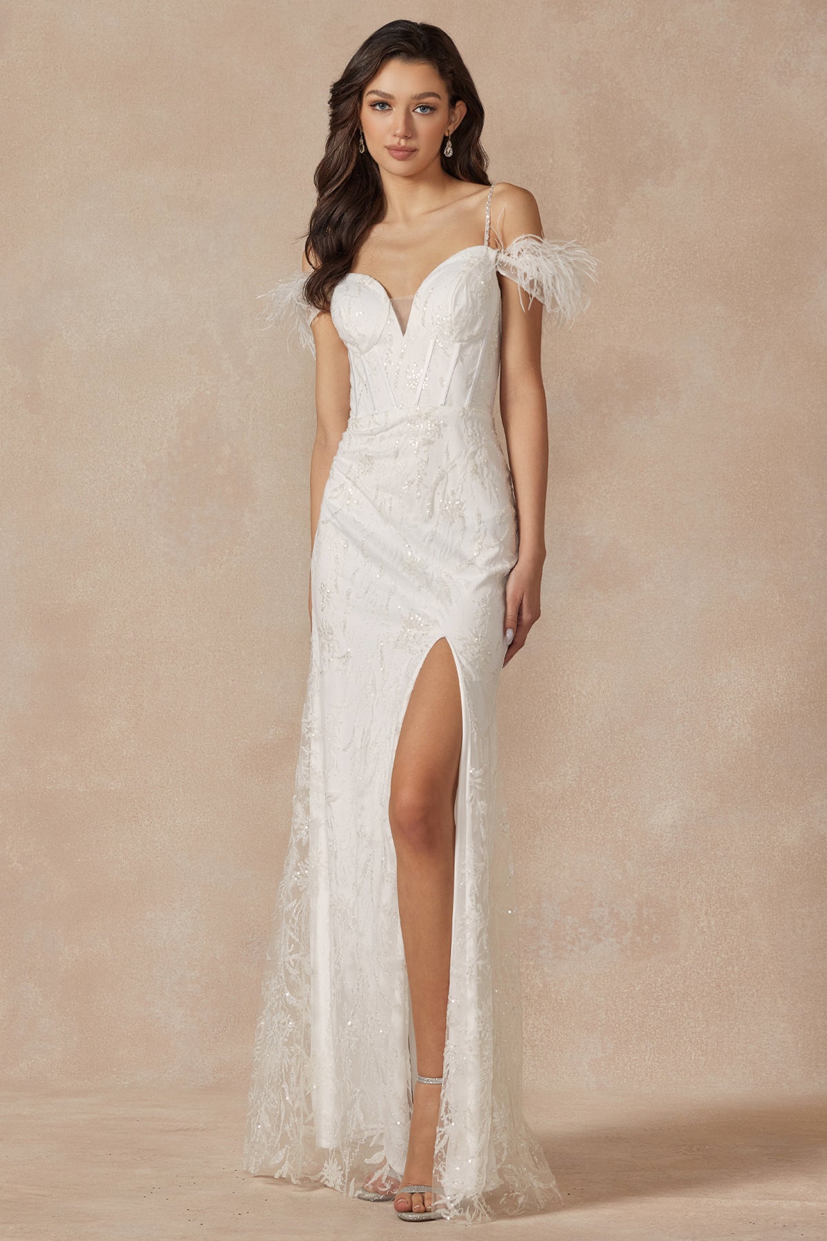 Prom Dresses Long Glitter Sequin Wedding Dress Off White