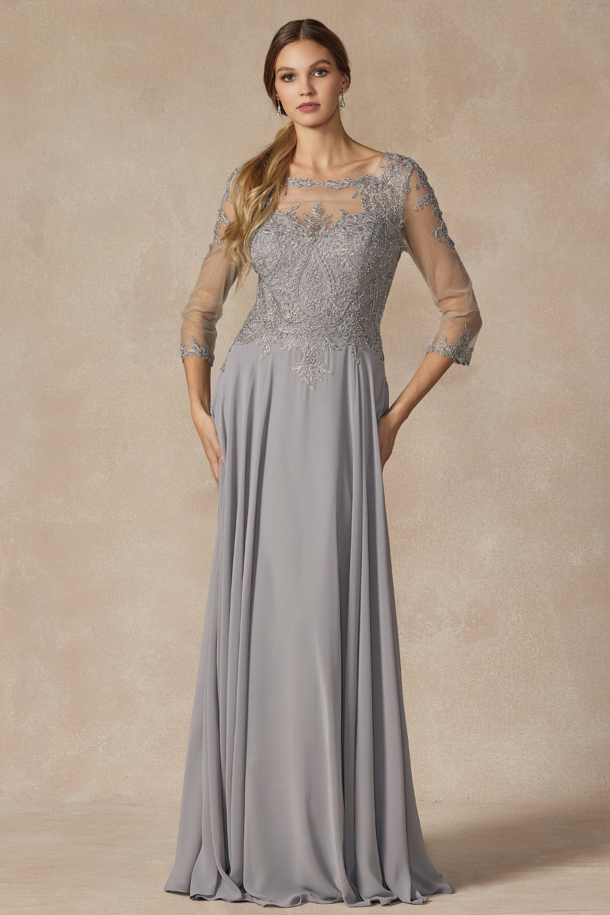 Mother of the Bride Dresses Long Formal Mother of the Bride Lace Dress Silver