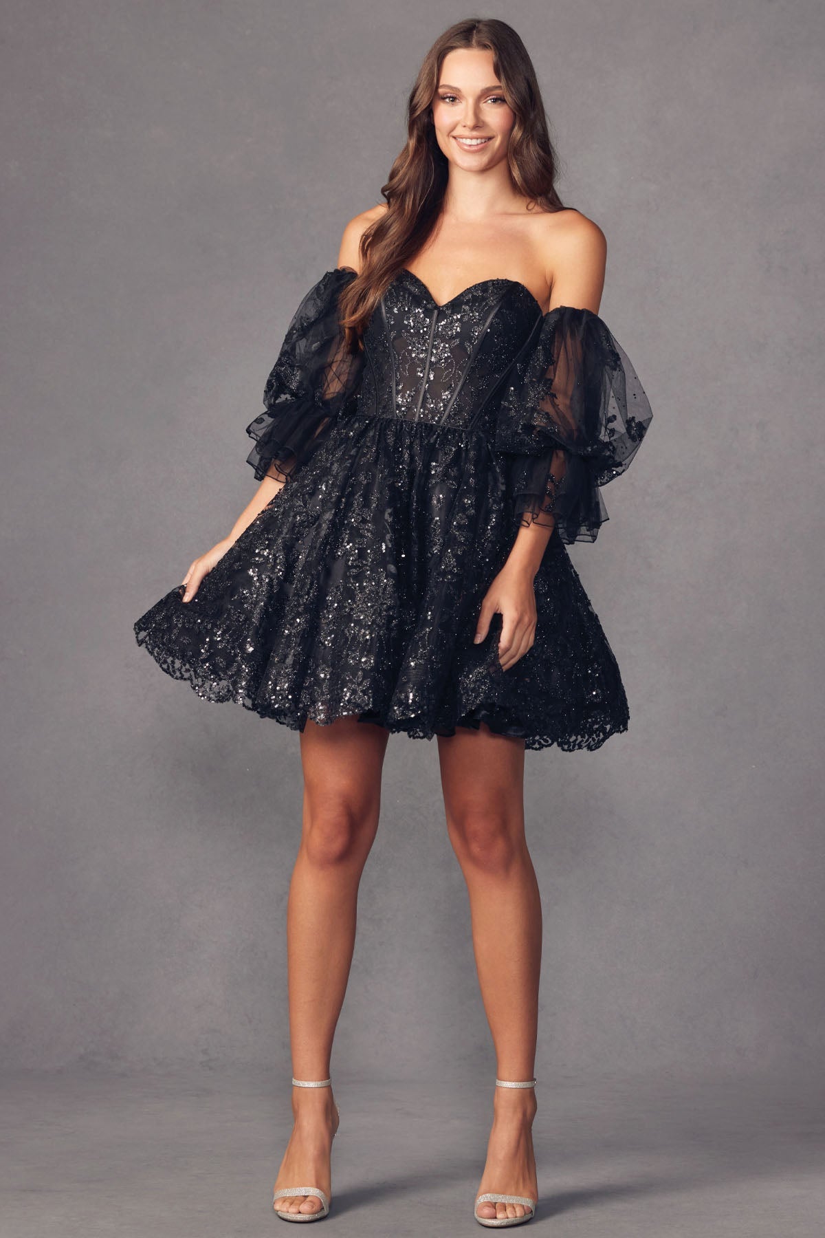 Cocktail Dresses Homecoming Short A Line Glitter Prom Dress Black