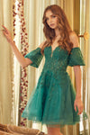 Cocktail Dresses Short Cocktail A Line Layered Glitter Dress Emerald Green