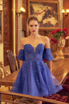 Cocktail Dresses Short Cocktail A Line Layered Glitter Dress Royal Blue