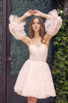 Cocktail Dresses Homecoming Short A Line Glitter Prom Dress Blush