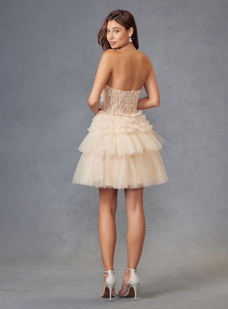 Cocktail Dresses Mini Cocktail Ruffle A Line Short Dress Champagne