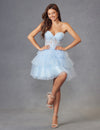 Cocktail Dresses Mini Cocktail Ruffle A Line Short Dress Light Blue