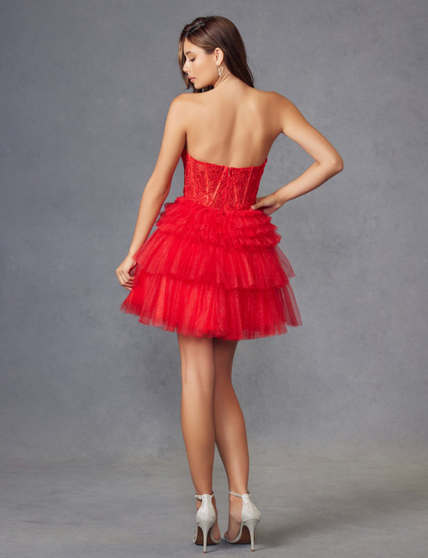 Cocktail Dresses Mini Cocktail Ruffle A Line Short Dress Red