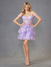 Cocktail Dresses Short Cocktail A Line Tiered Lace Sequin Dress Lilac