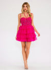 Cocktail Dresses A Line Short Tiered Ruffle Cocktail Dress Fuchsia