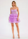 Cocktail Dresses A Line Short Tiered Ruffle Cocktail Dress Lilac
