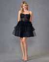 Cocktail Dresses Ruffle Short A Line Sequin Applique Cocktail Dress  Black
