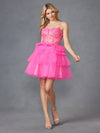 Cocktail Dresses Ruffle Short A Line Sequin Applique Cocktail Dress  Hot Pink