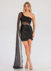 Cocktail Dresses Sequin Short Lace Applique Cocktail Dress Black