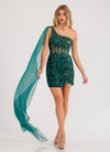 Cocktail Dresses Sequin Short Lace Applique Cocktail Dress Emerald Gold