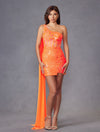 Cocktail Dresses Sequin Short Lace Applique Cocktail Dress Orange