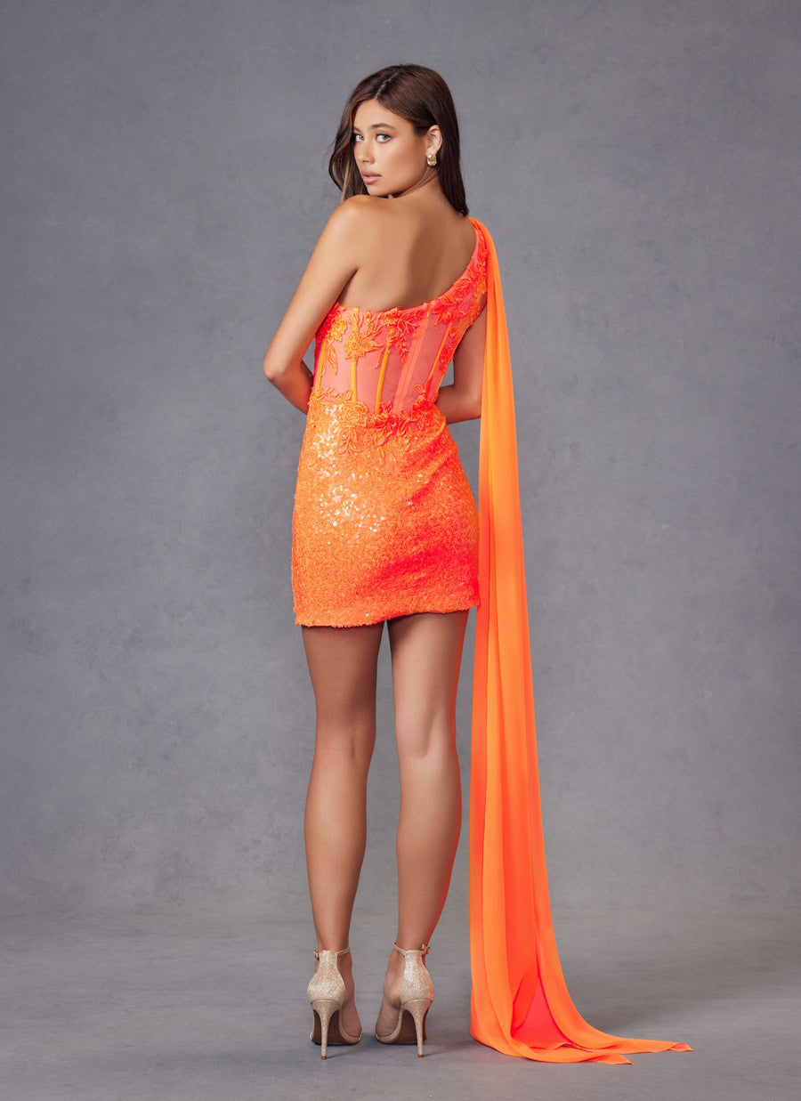 Cocktail Dresses Sequin Short Lace Applique Cocktail Dress Orange