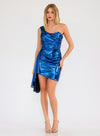 Cocktail Dresses Fitted Short Cocktail Metallic Dress Royal Blue