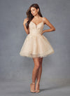 Cocktail Dresses Homecoming Short Glitter Floral Cocktail Dress Champagne