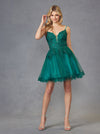 Cocktail Dresses Homecoming Short Glitter Floral Cocktail Dress Green