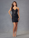 Cocktail Dresses Short Cocktail Sequin Fitted Printed Dress Black