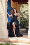 Prom Dresses Prom A Line High Low Corset Applique Formal Dress Black