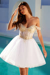 Cocktail Dresses Short Cocktail Beaded Homecoming Fitted Dress  White Gold